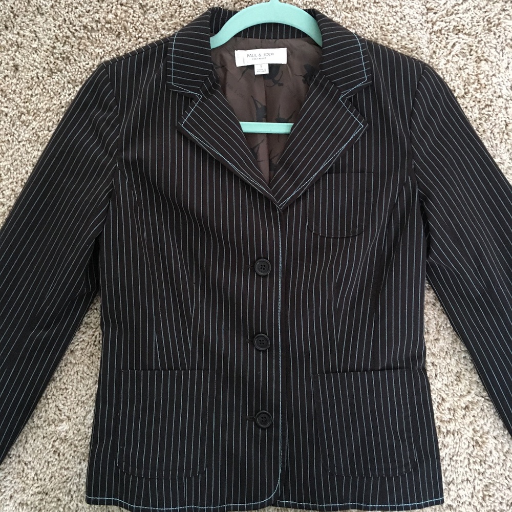 Paul & Joe Blazer - Black w/Blue Pinstripes